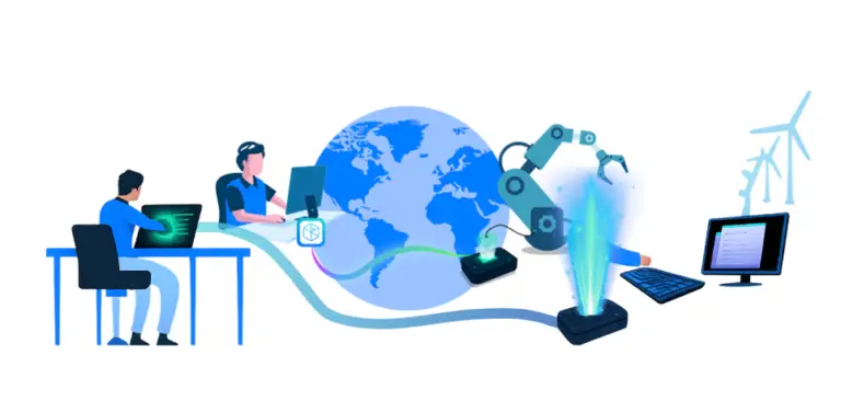 Illustration showing vendor technicians remotely accessing OT systems and industrial control equipment across critical infrastructure
